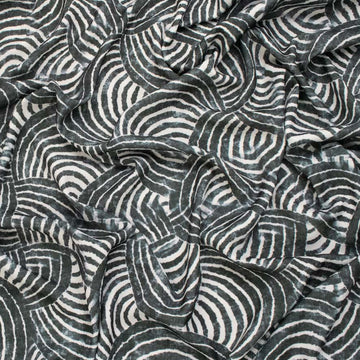 Pearl Silk Crush Digital Prints Design 8 Black Tribal Echo Waves