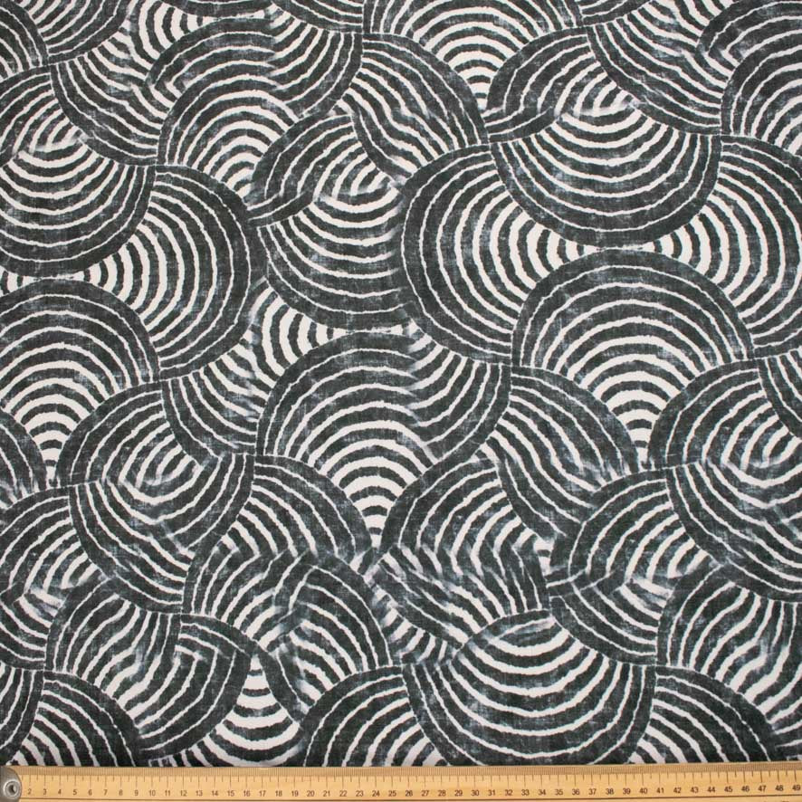 Pearl Silk Crush Digital Prints Design 8 Black Tribal Echo Waves