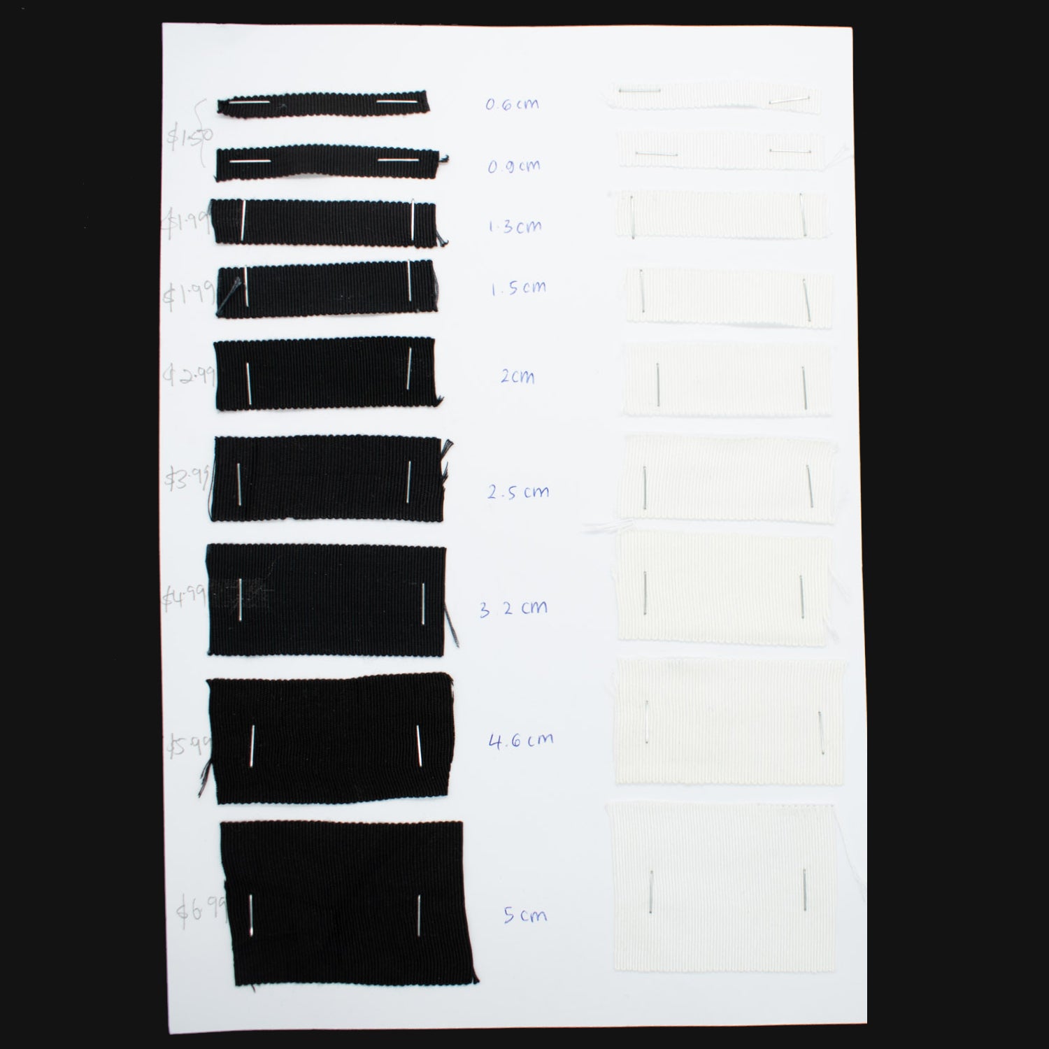 Petersham Grosgrain Ribbon Black & White