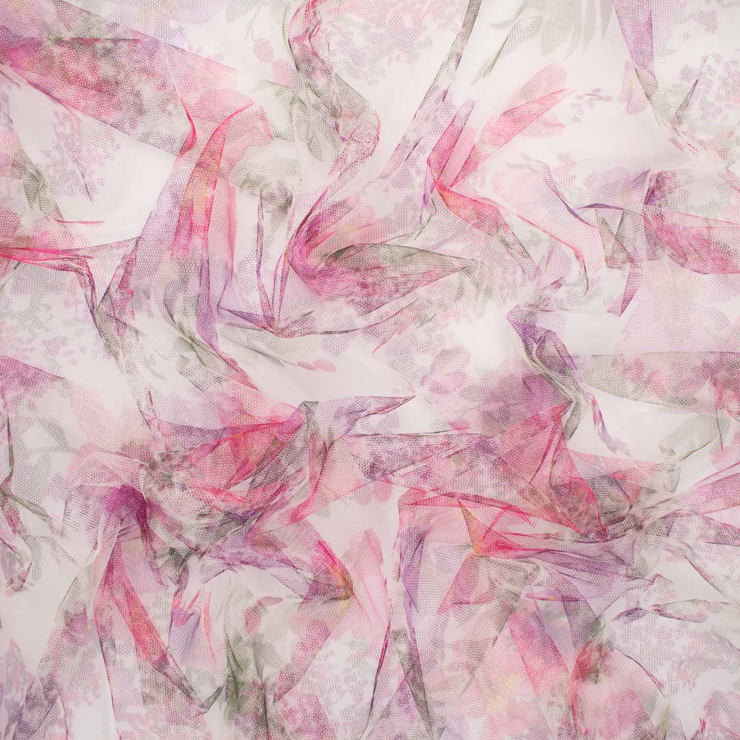 Digital Printed Fine Soft English Tulle Pink Poppy