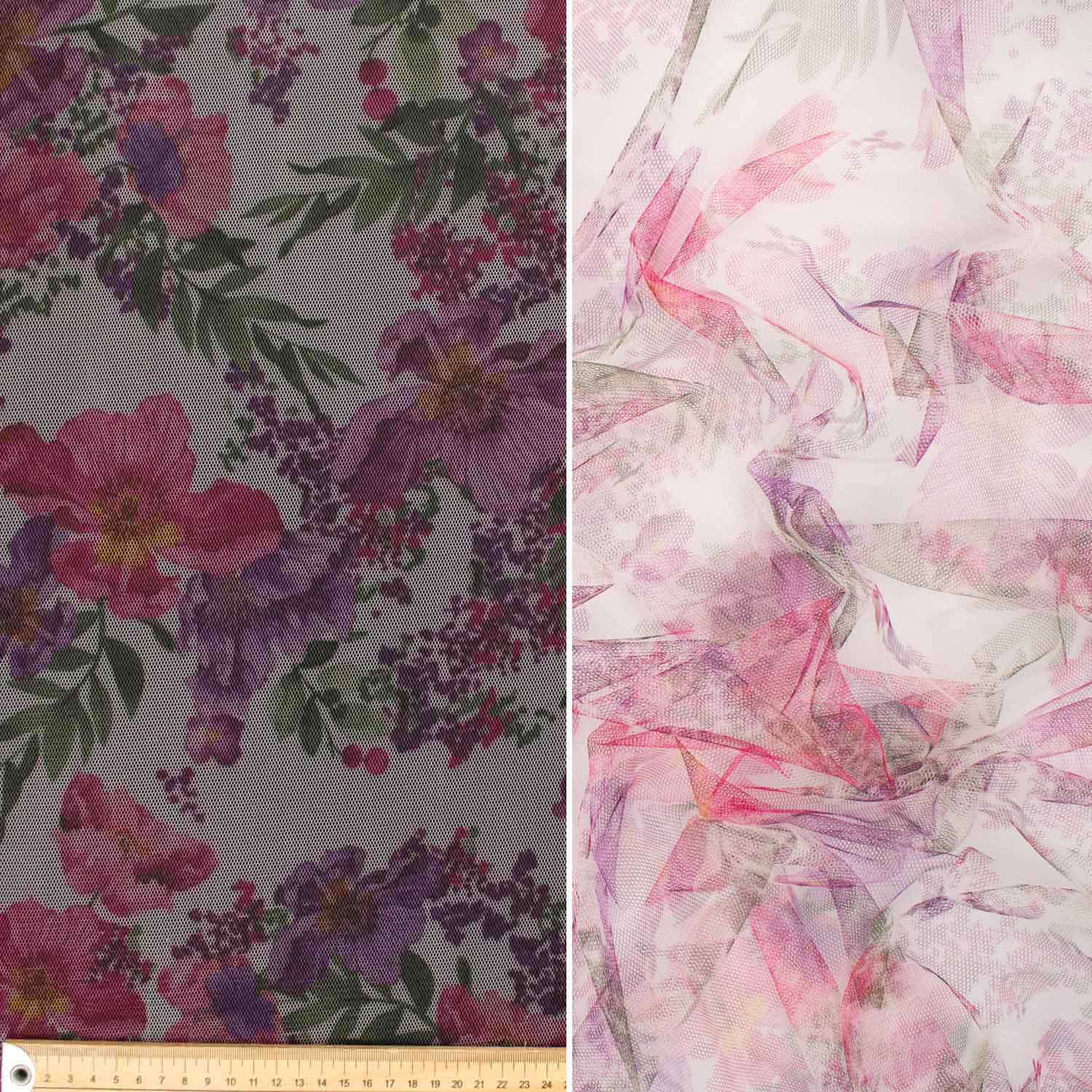 Digital Printed Fine Soft English Tulle - The Devon Collection
