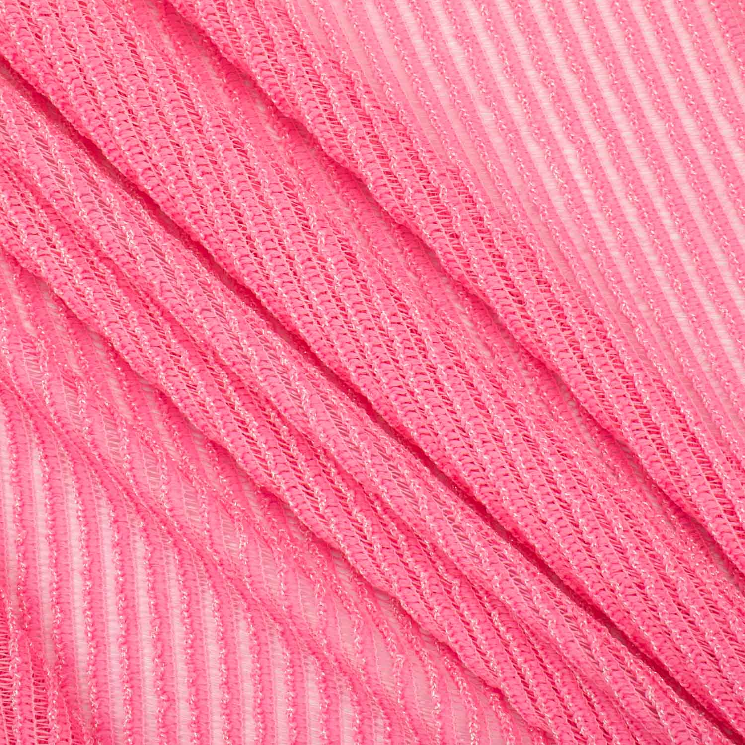 Pink Stripe Rib Knit Mesh