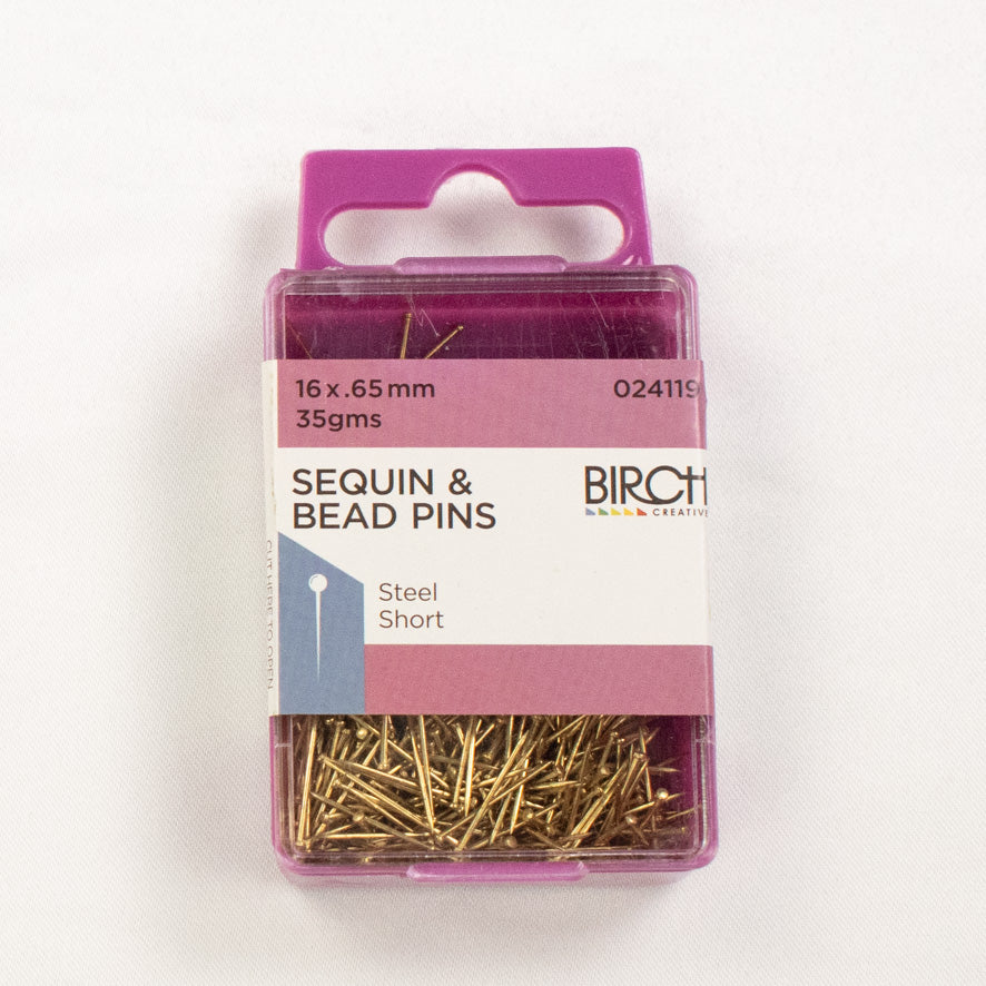 Birch Sequin & Bead Pins - Steel Short 35GMS - 16mm x 0.65mm