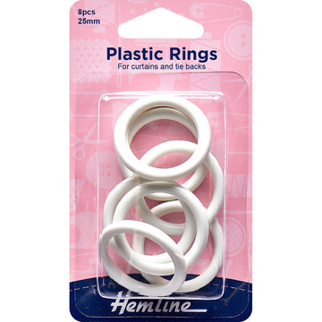 Hemline Plastic Rings - 25mm White