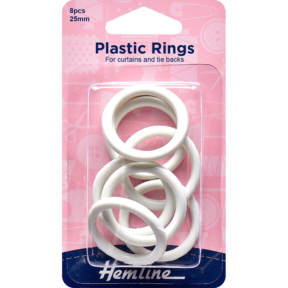 Hemline Plastic Rings - 25mm White
