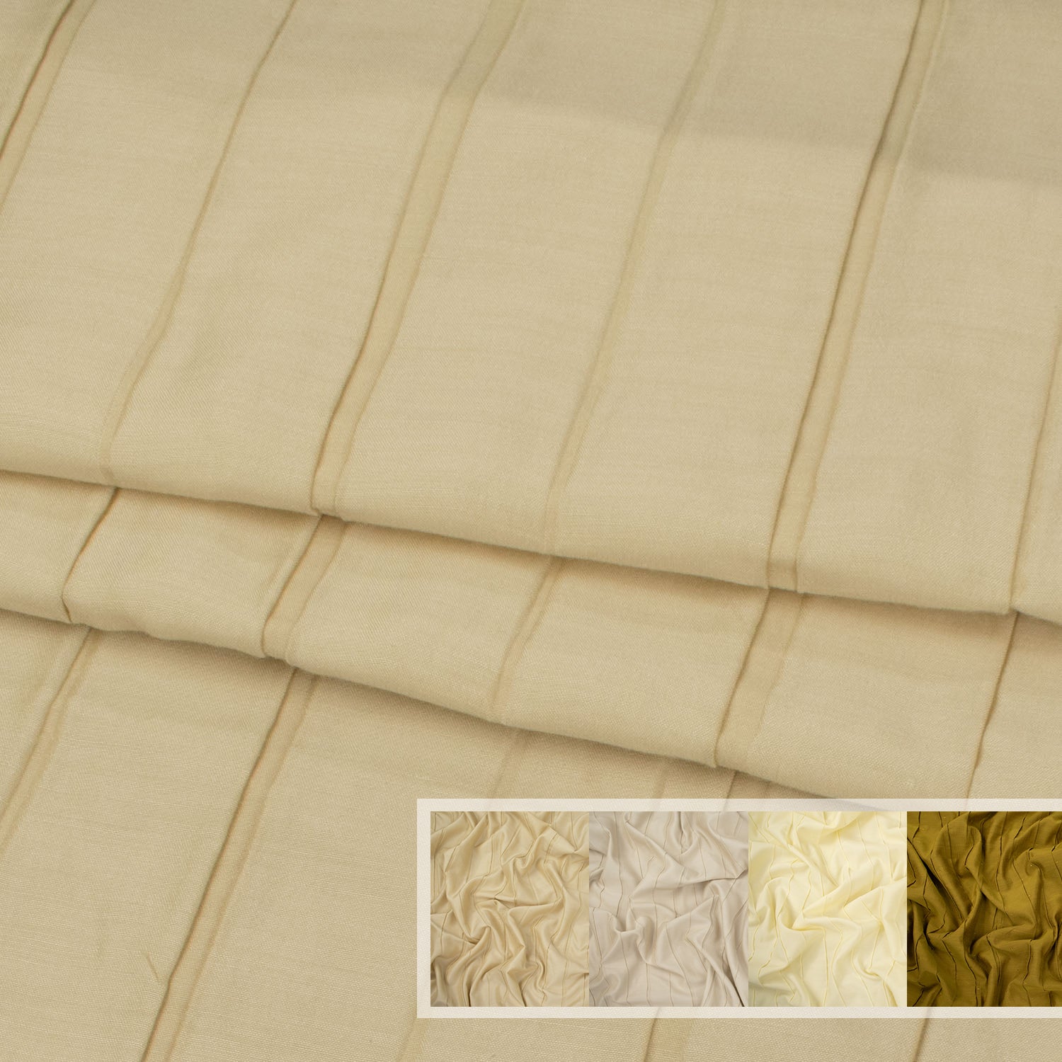 Pleated Stripe Cotton Look Curtaining/Upholstery Fabric