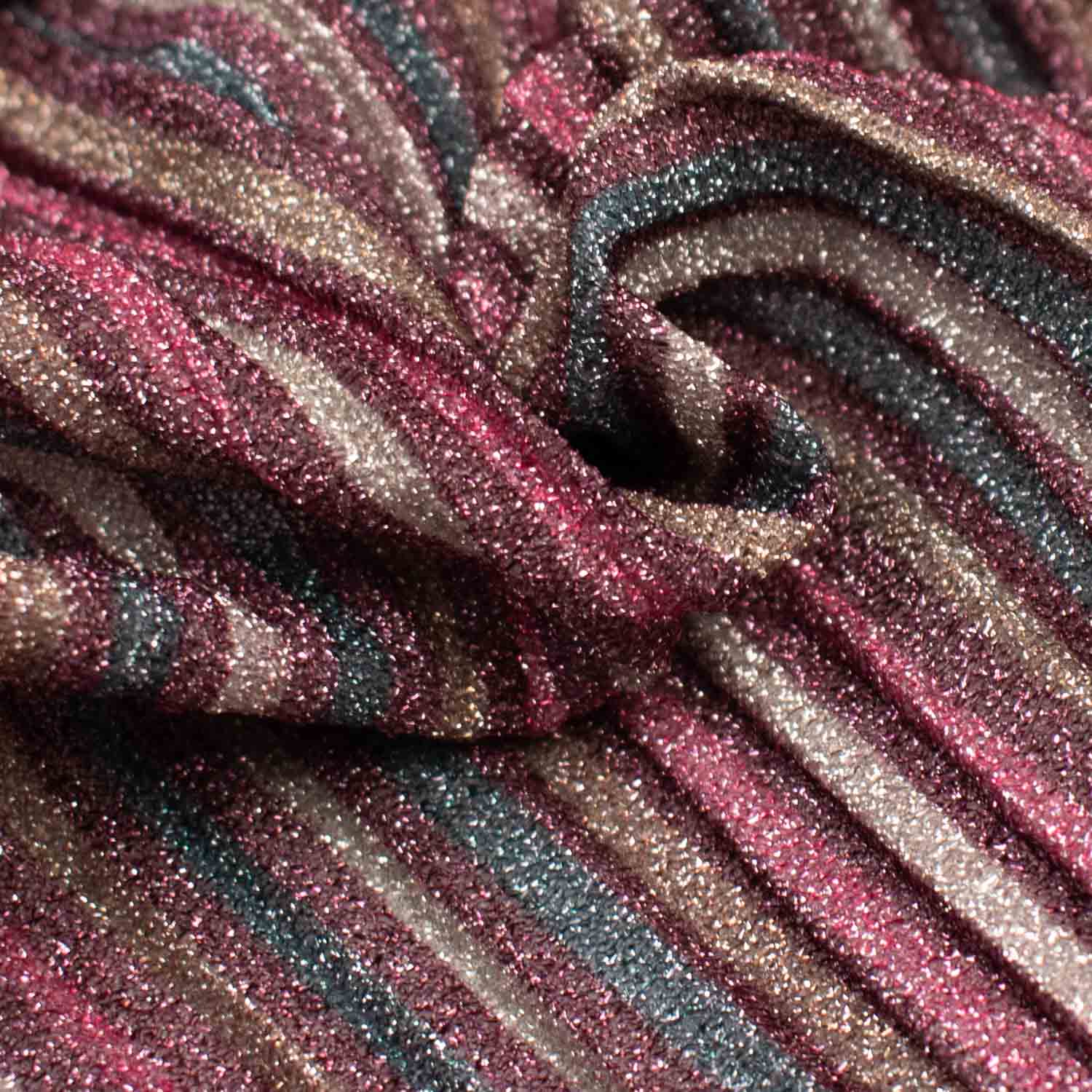 Pleated Metallic Ribbed-Knit
