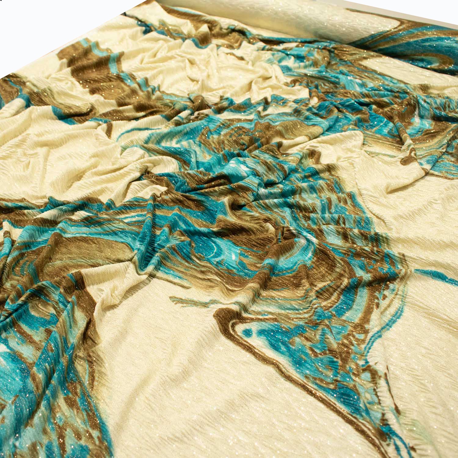 Pleated Glitter Satin Prints