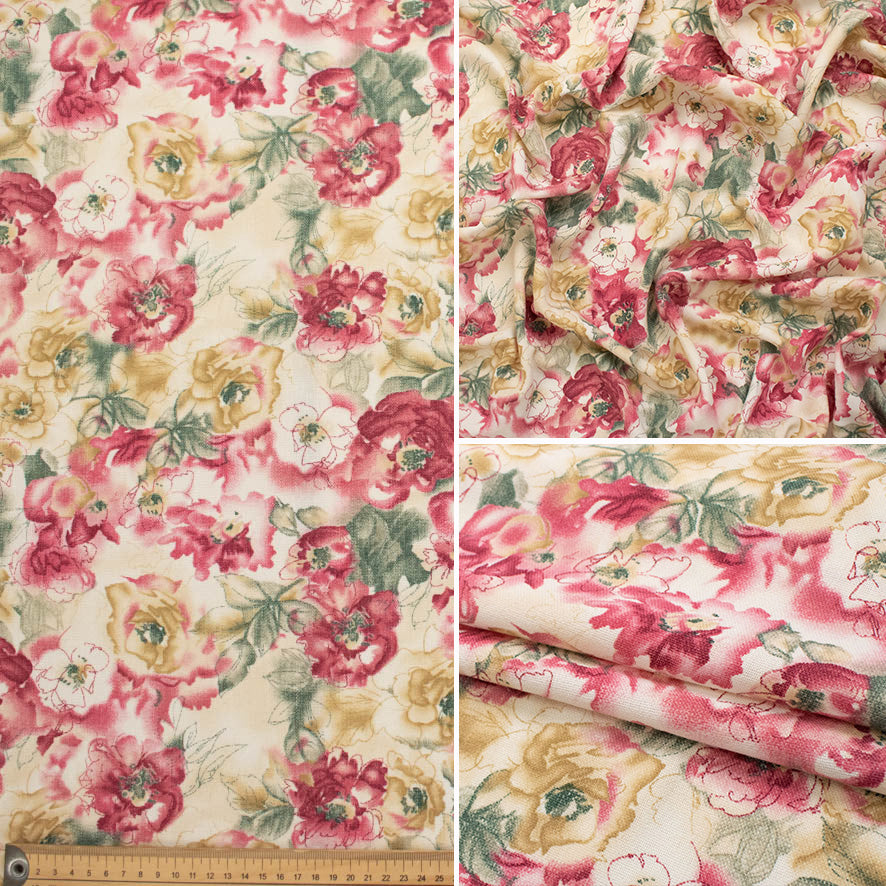 Linen Look Soft Touch Floral Prints