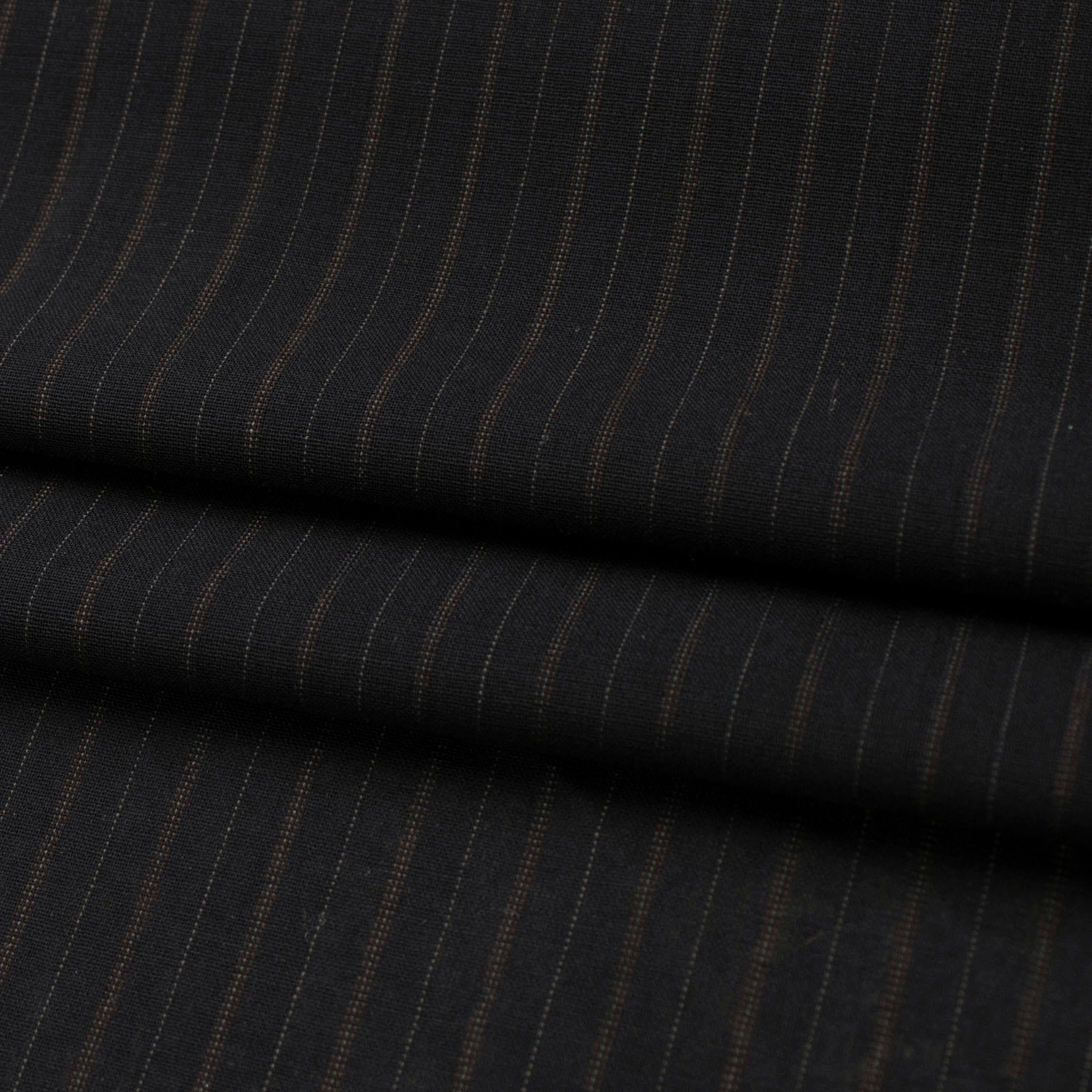 Japanese Wool Blend Summer Suiting - Black Stripes
