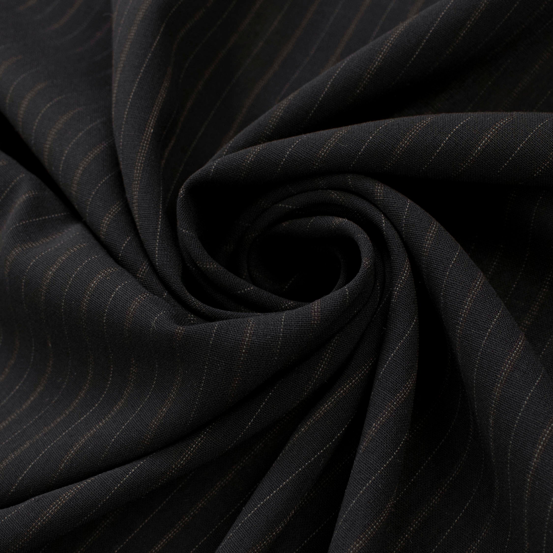 Japanese Wool Blend Summer Suiting - Black Stripes