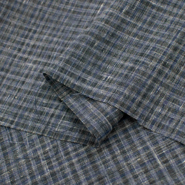 Japanese Linen Blend Summer Suiting - Black & Navy Checks
