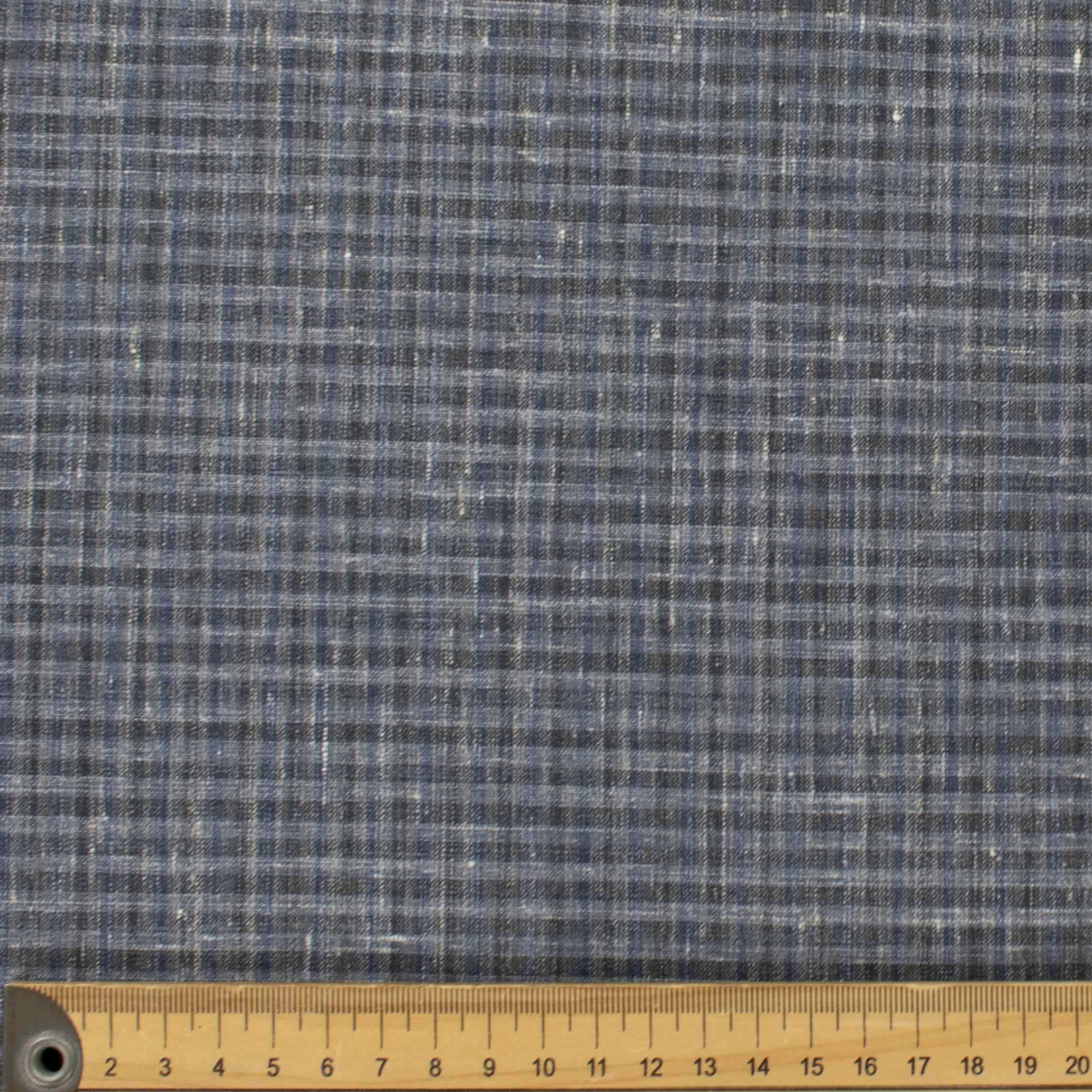 Japanese Linen Blend Summer Suiting - Black & Navy Checks