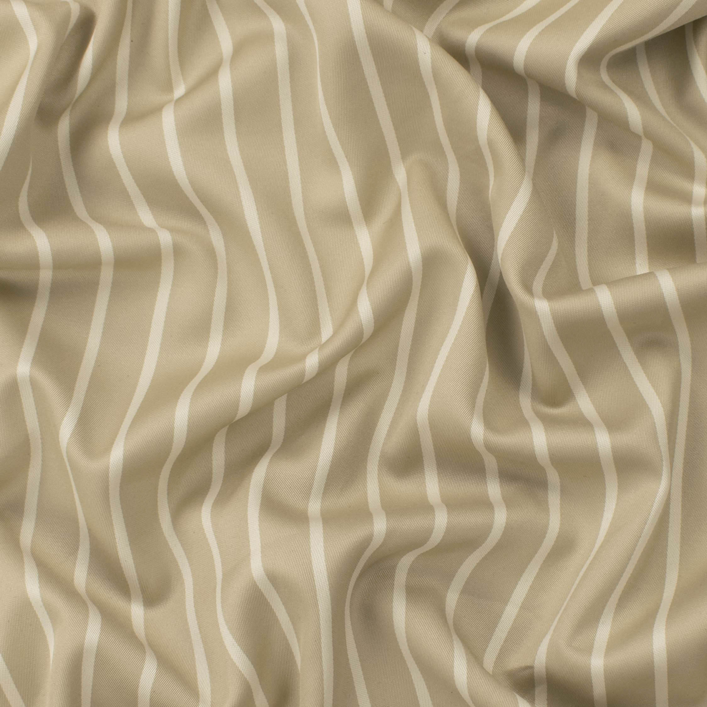 Japanese Twill Wool Blend Suiting - Beige Stripes