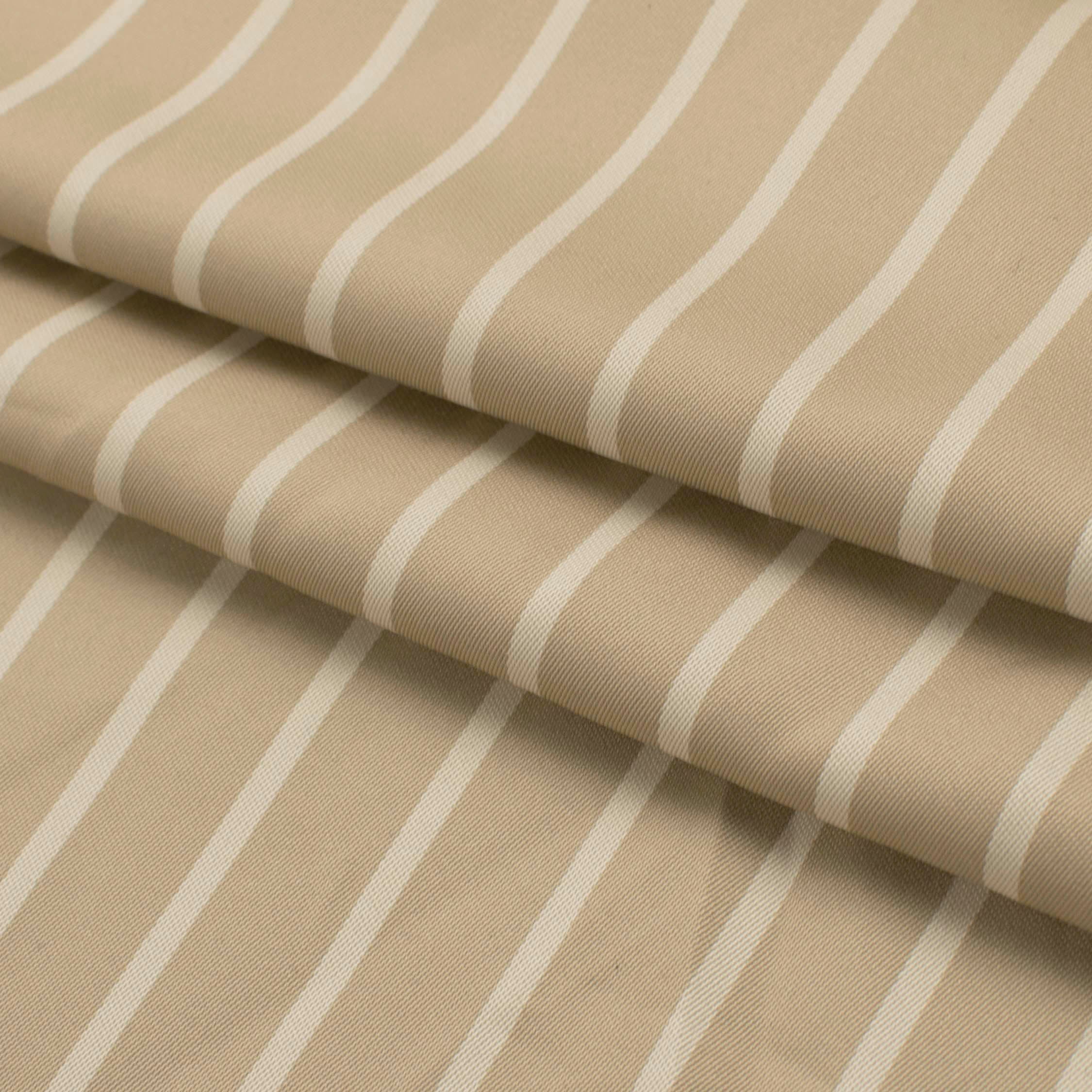 Japanese Twill Wool Blend Suiting - Beige Stripes