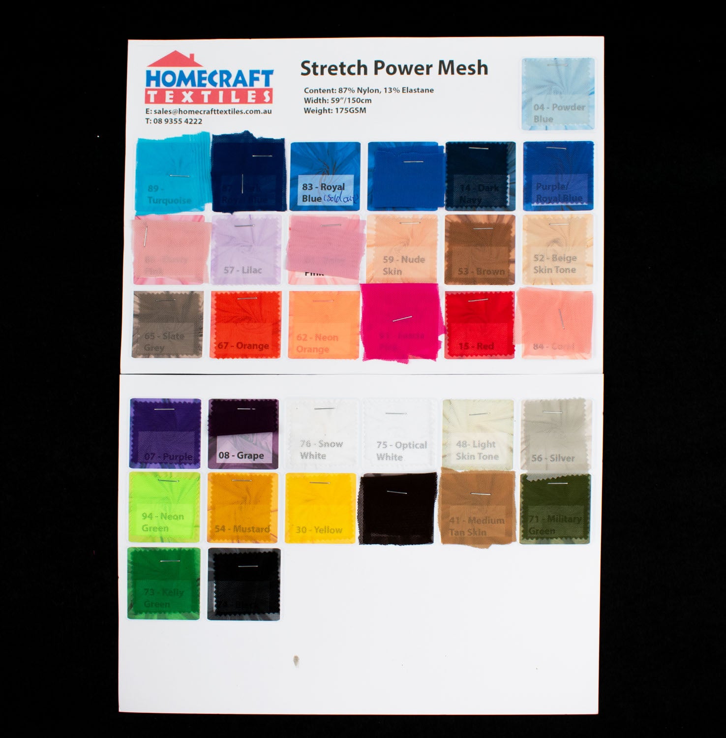 Stretch Power Mesh Sample Book