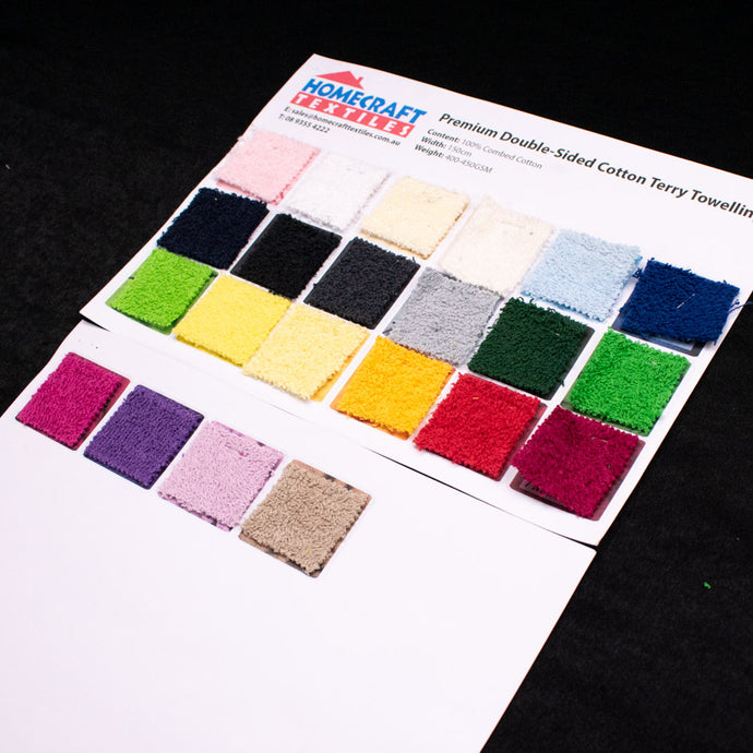 Premium Double-Sided Cotton Terry Towelling Sample Book – Homecraft ...