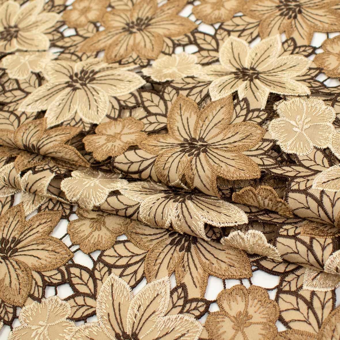 Premium Heavy Floral Embroidered Guipure Lace SS41960-Beige