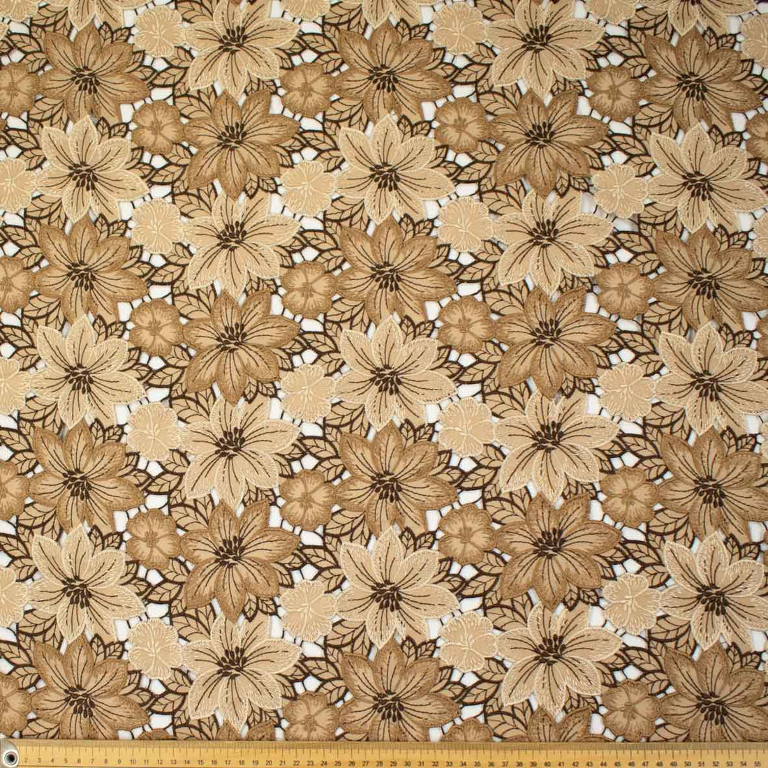 Premium Heavy Floral Embroidered Guipure Lace SS41960-Beige