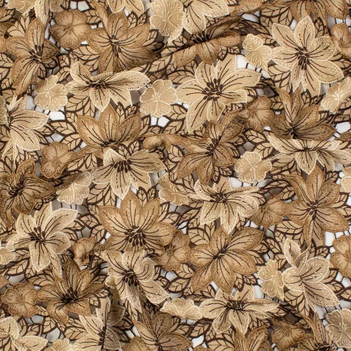 Premium Heavy Floral Embroidered Guipure Lace SS41960-Beige