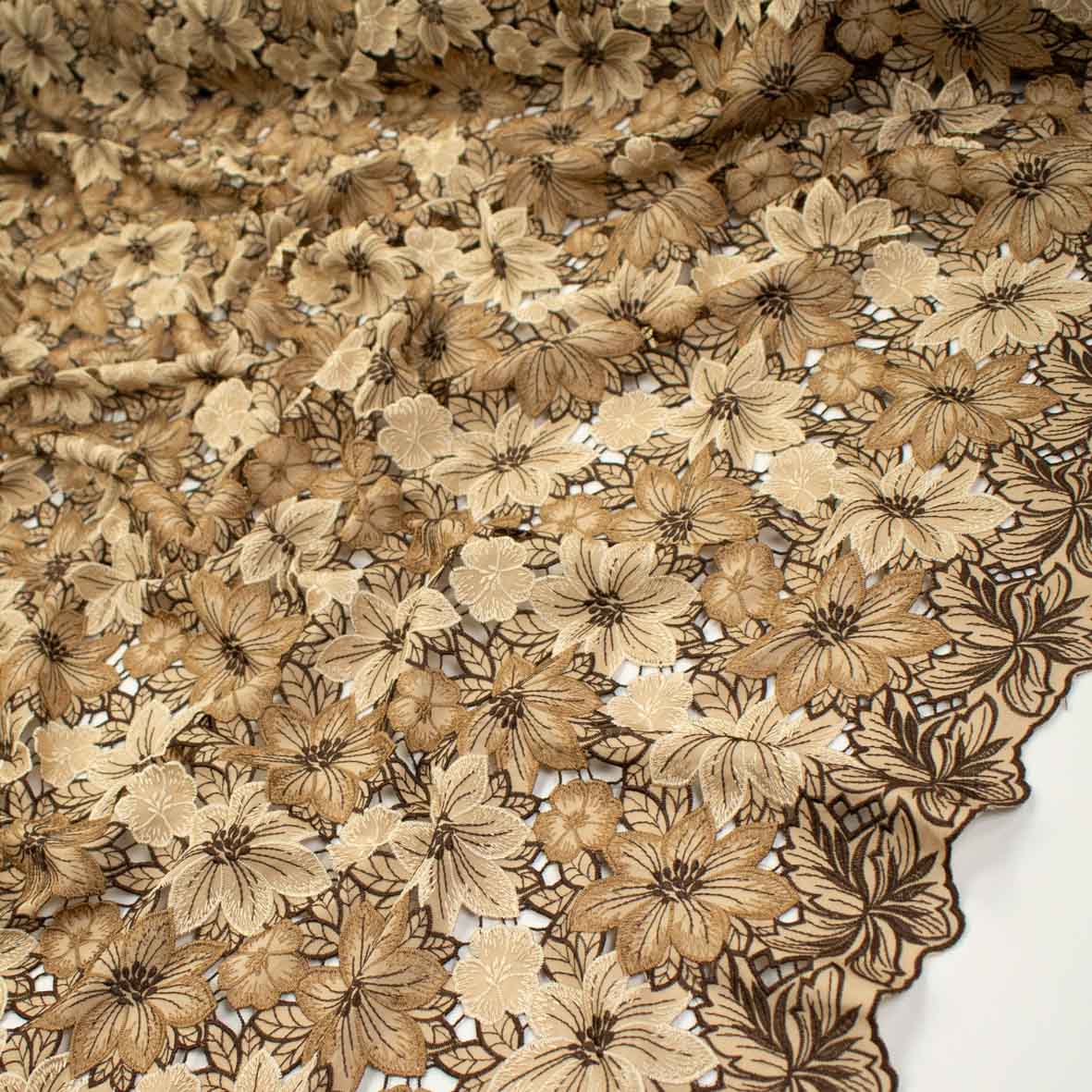 Premium Heavy Floral Embroidered Guipure Lace SS41960-Beige