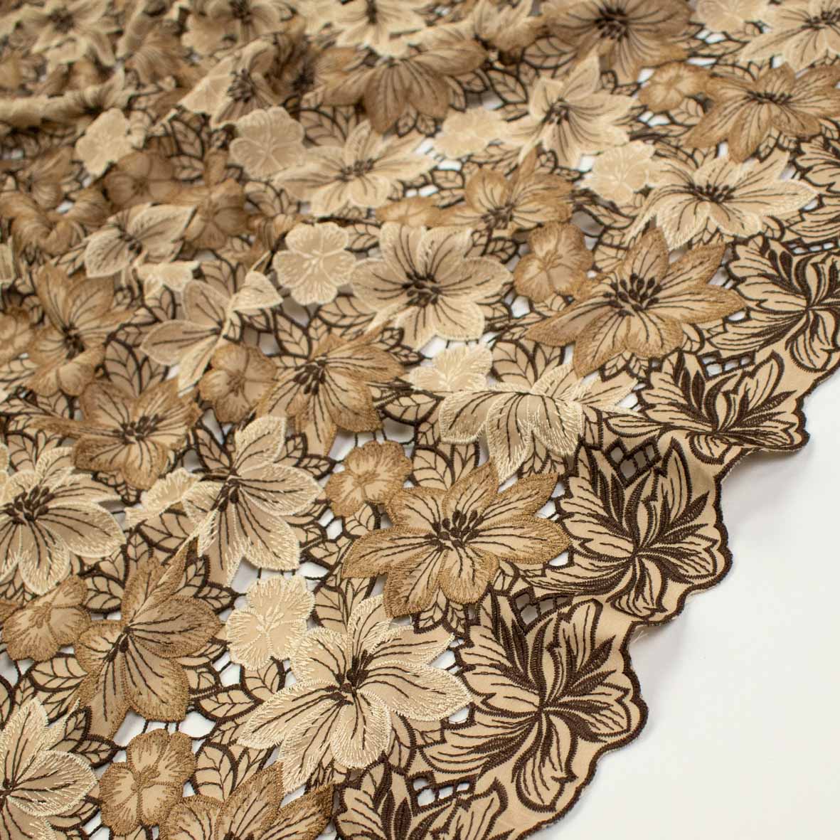 Premium Heavy Floral Embroidered Guipure Lace SS41960-Beige