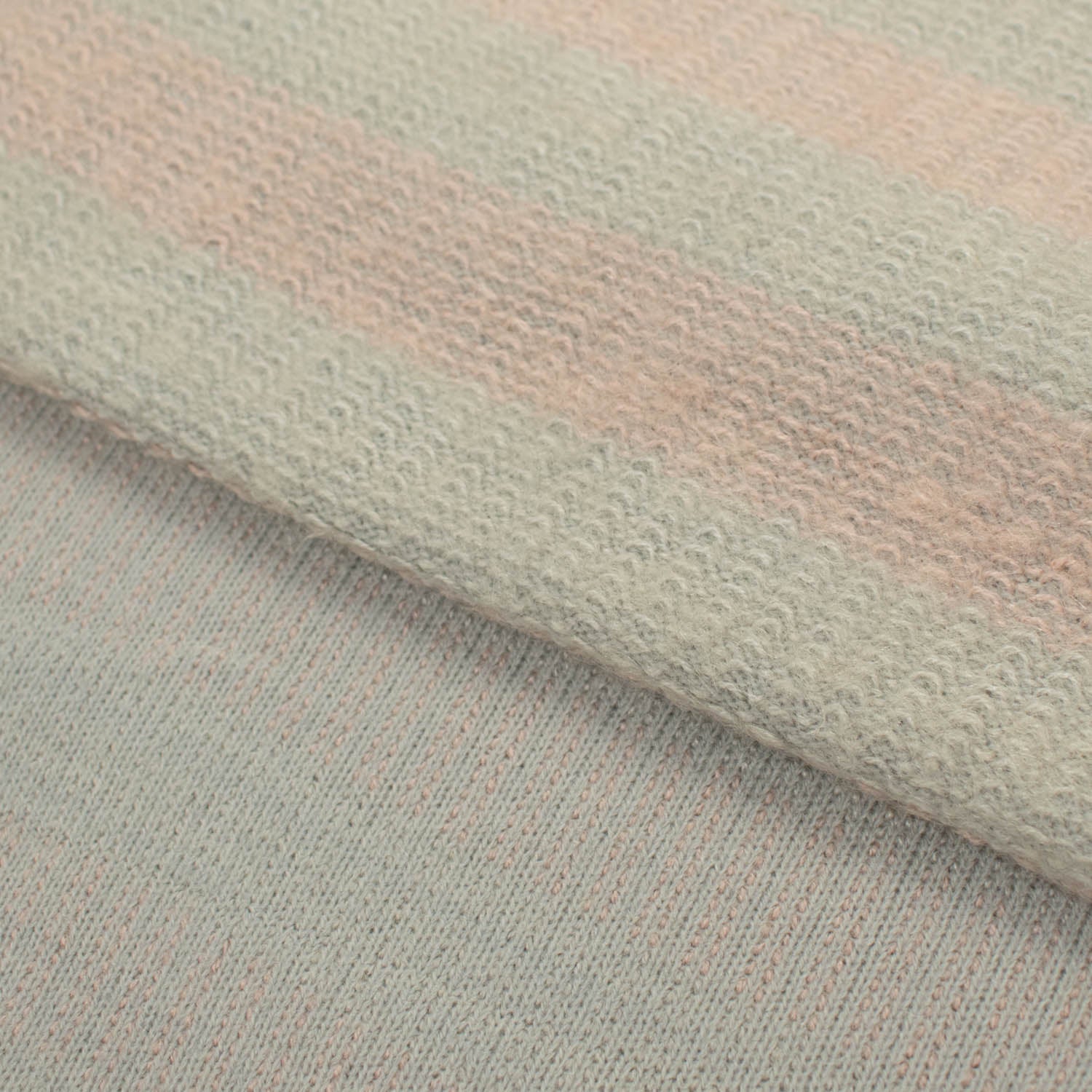 Premium Japanese Wool Blend Mohair Jersey Knit Printed Pink & Grey Stripes