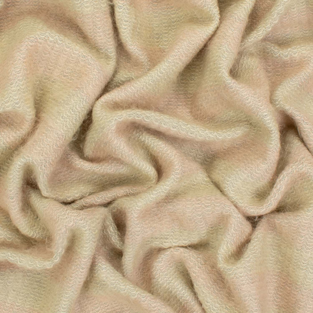 Premium Japanese Wool Blend Mohair Jersey Knit Printed Yellow & Pink Stripes