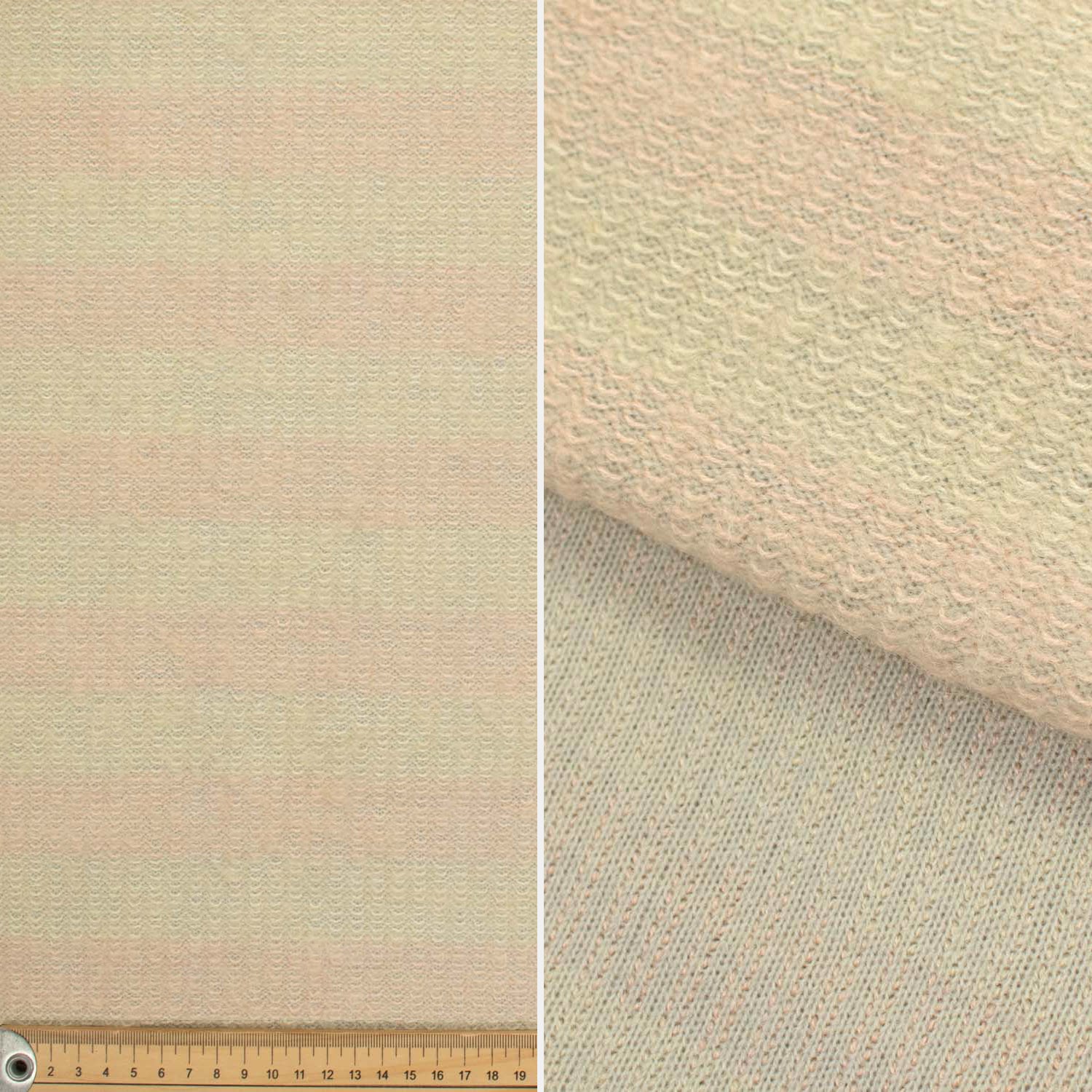 Premium Japanese Wool Blend Mohair Jersey Knit Printed Yellow & Pink Stripes