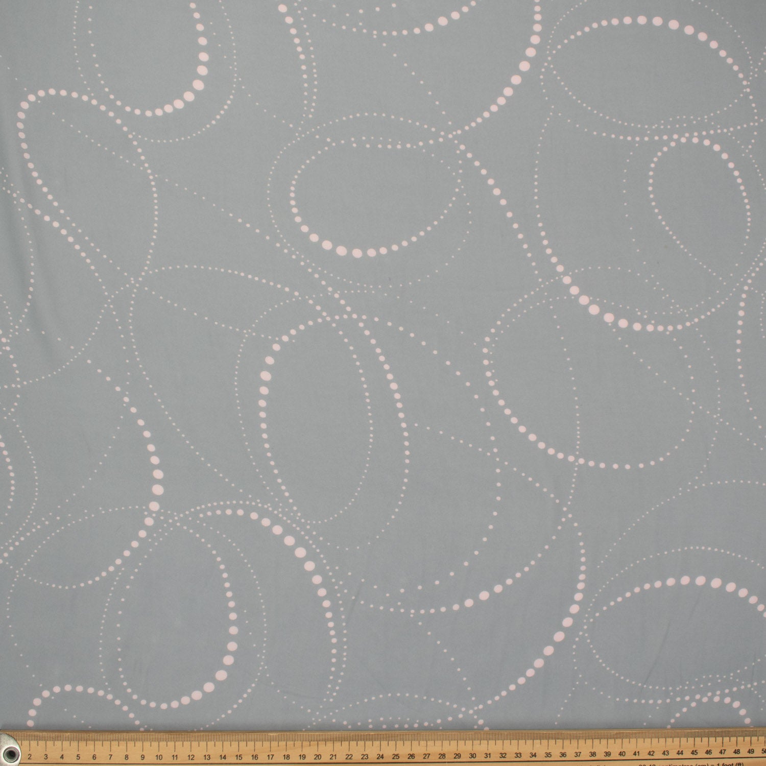 Printed Chiffon Design-8 Light Baby Pink Dots on Silver