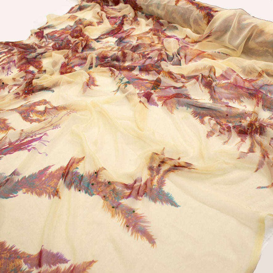 Printed Chiffon Phoenix Tail Feathers with Diamante