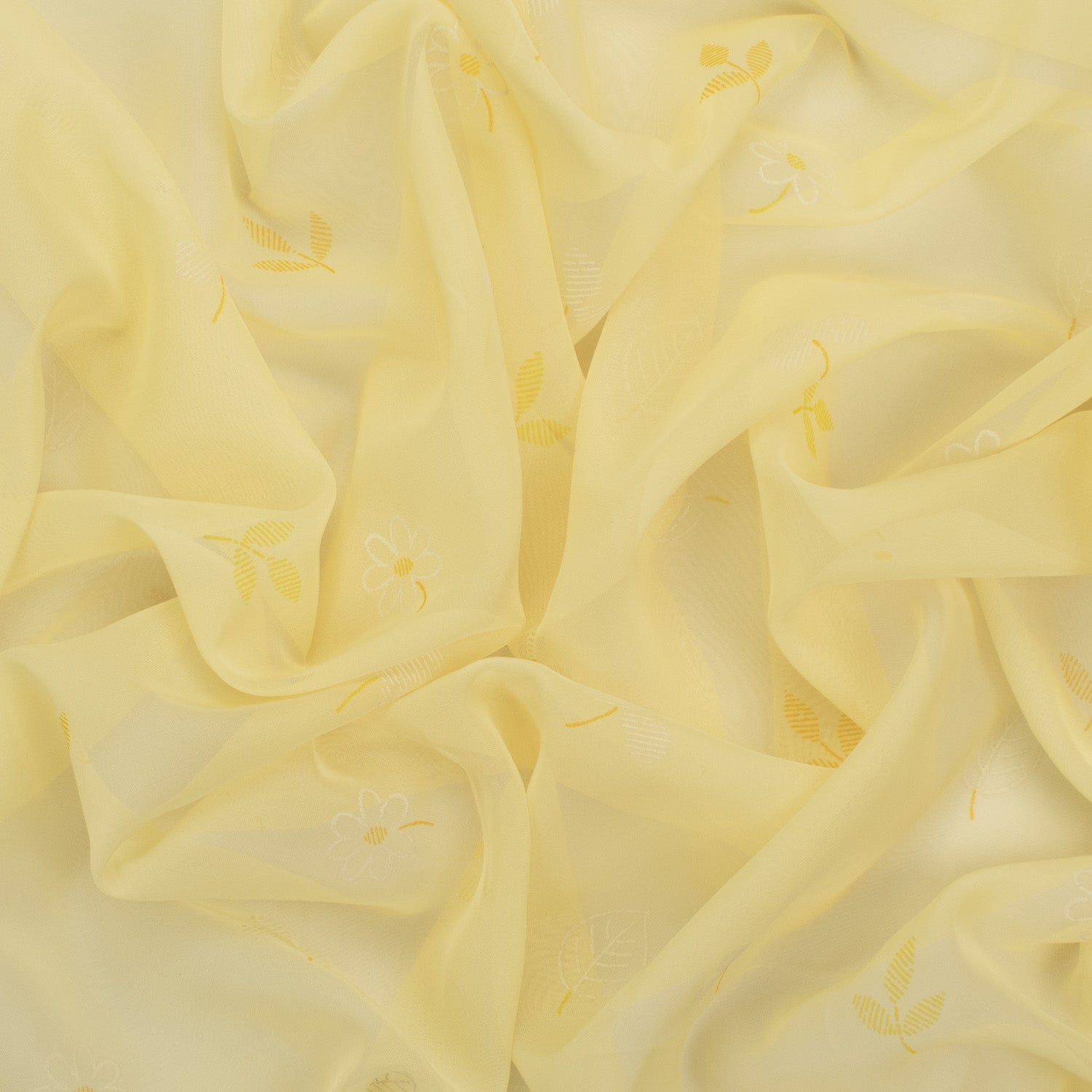 Printed Chiffon Design-11 Yellow Leaves