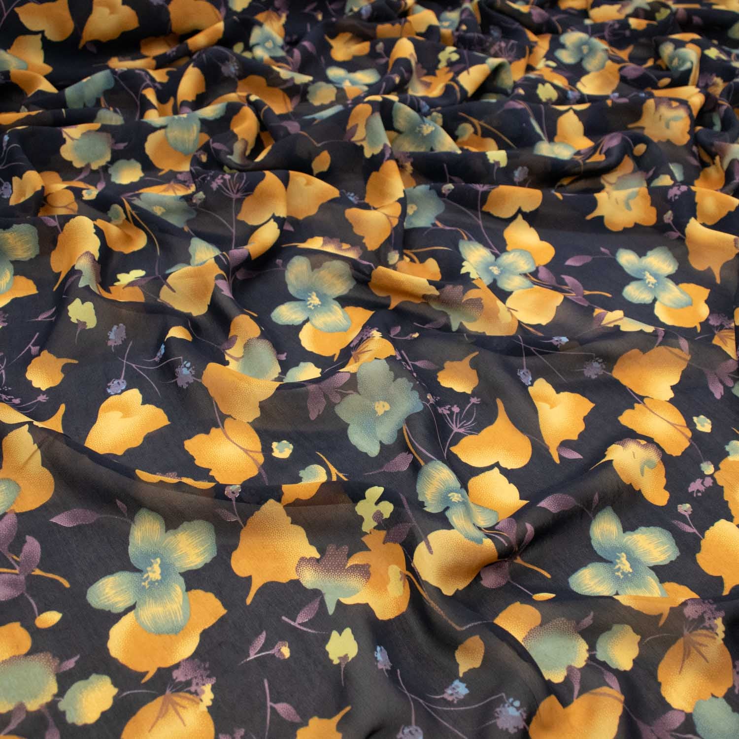 Printed Chiffon Design-2 Floral & Leaves