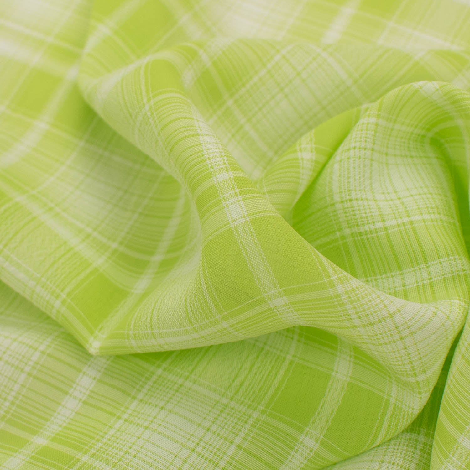 Printed Chiffon Design-3 Green & White Checks