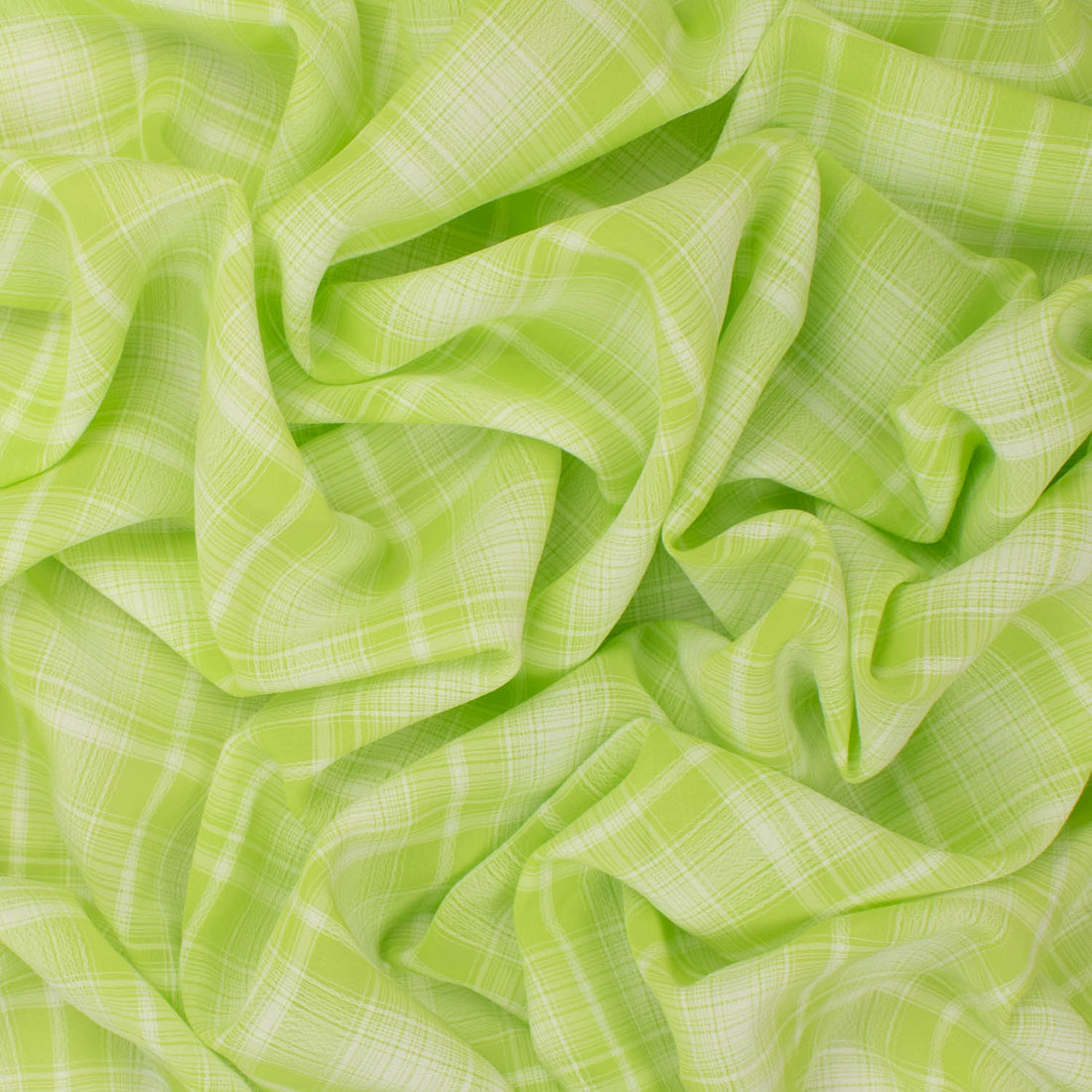 Printed Chiffon Design-3 Green & White Checks