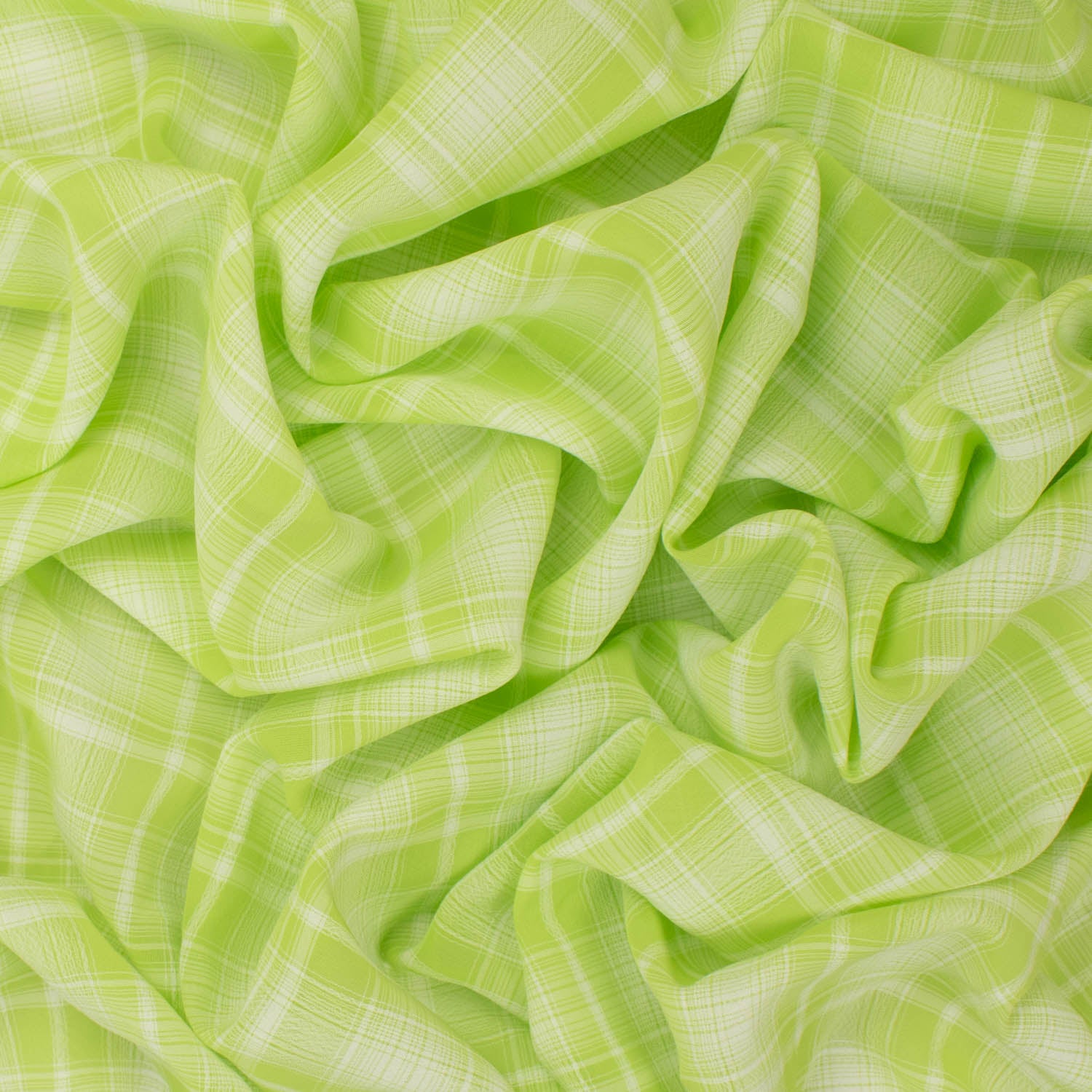 Printed Chiffon Design-3 Green & White Checks