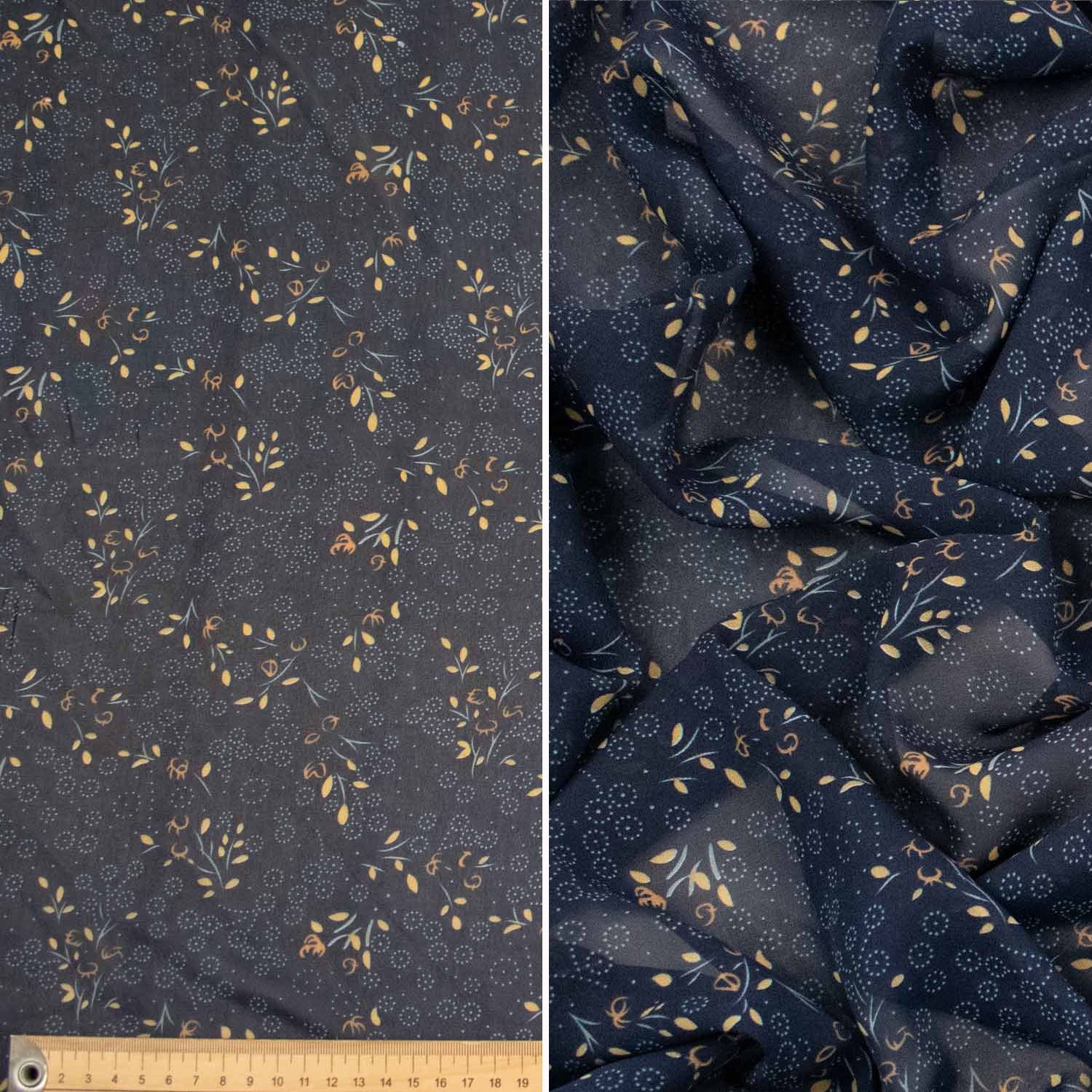 Printed Chiffon Design-90 Mini Leaves