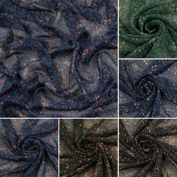 Printed Chiffon Design-90 Mini Leaves