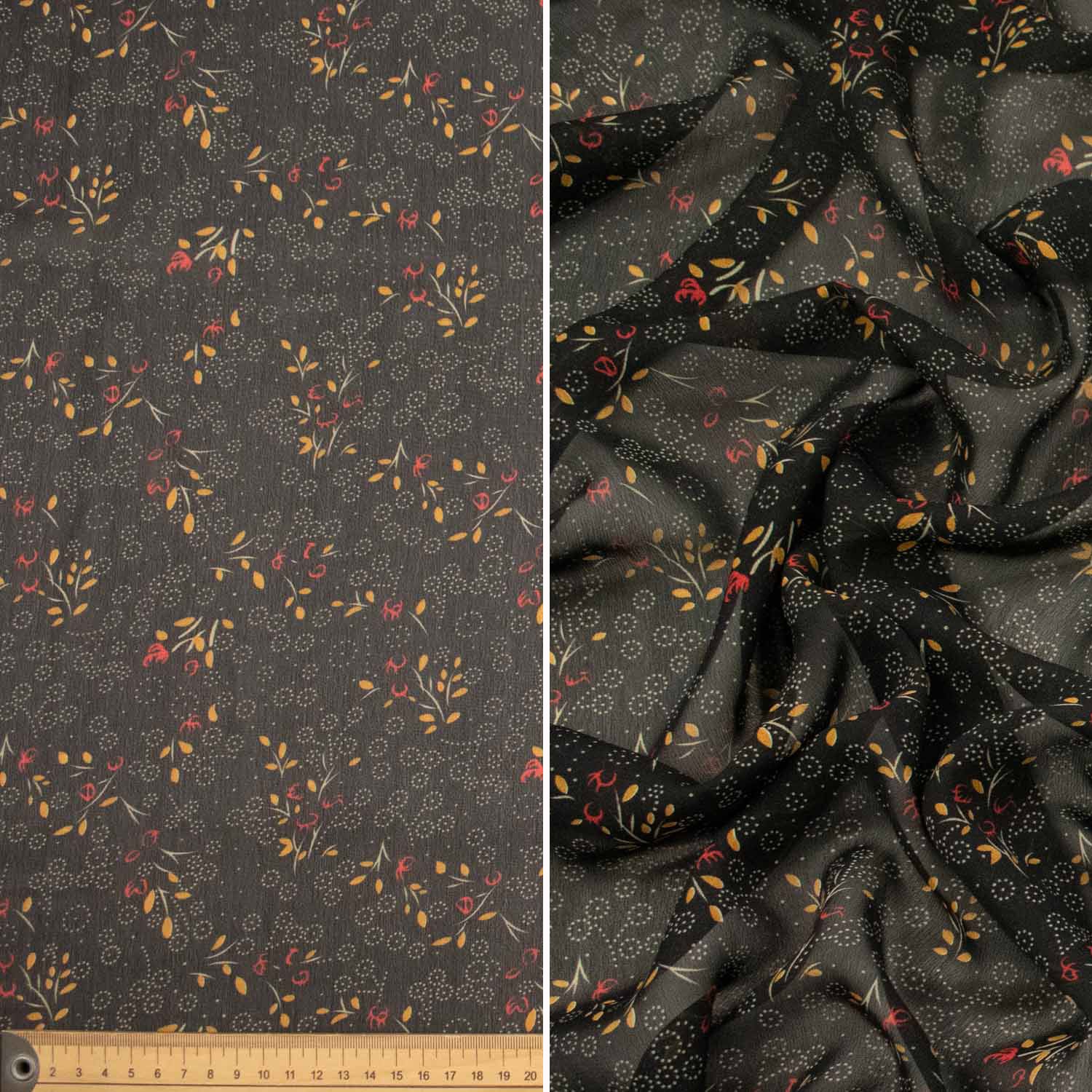 Printed Chiffon Design-90 Mini Leaves