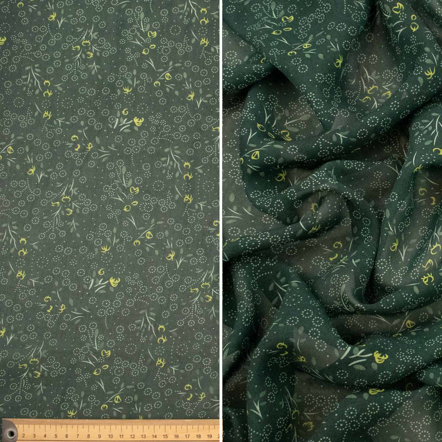 Printed Chiffon Design-90 Mini Leaves