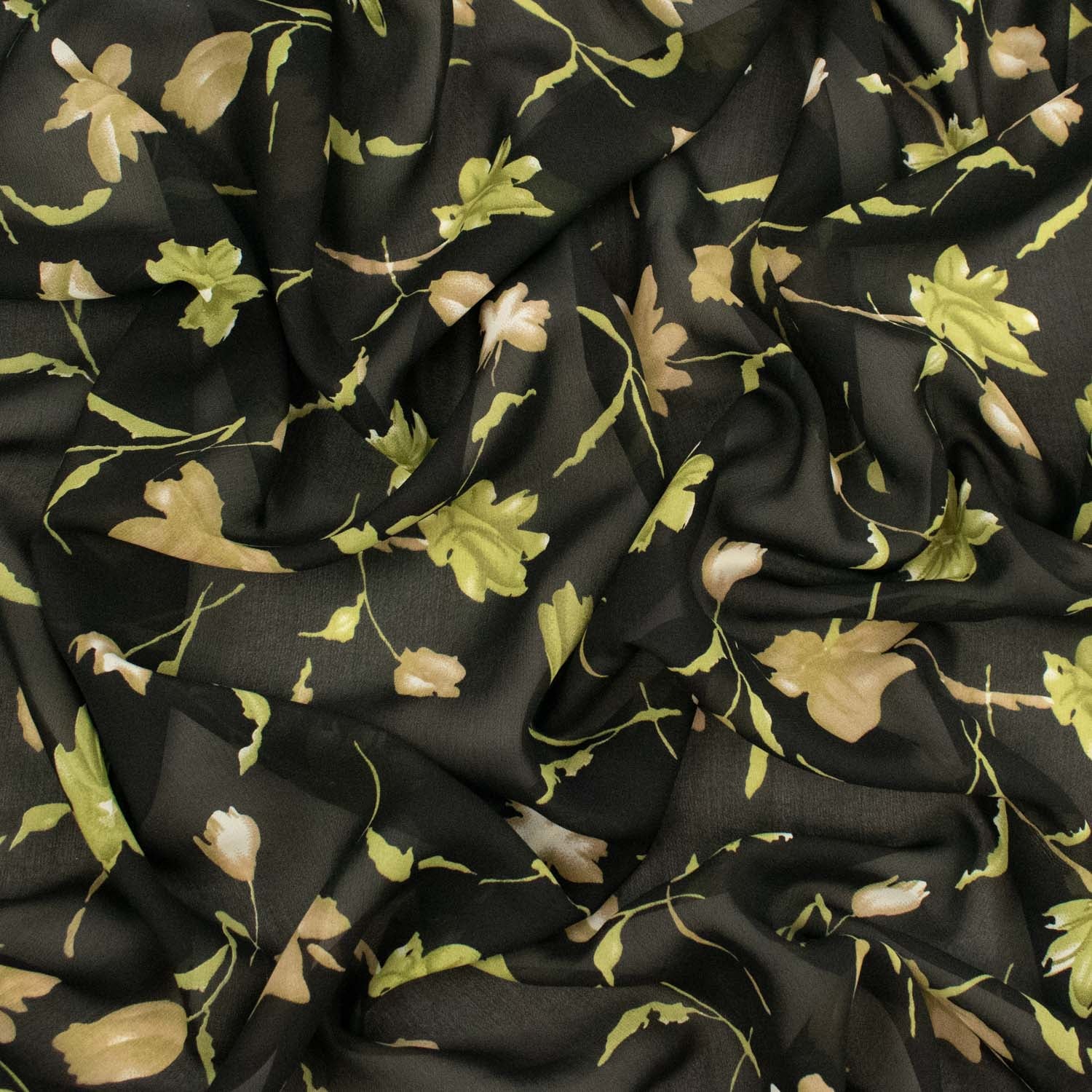 Printed Chiffon Design-Floral & Leaves