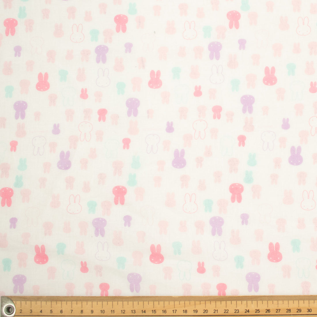 Printed Cotton Voile Design-45 Pink & Lilac Rabbits on White