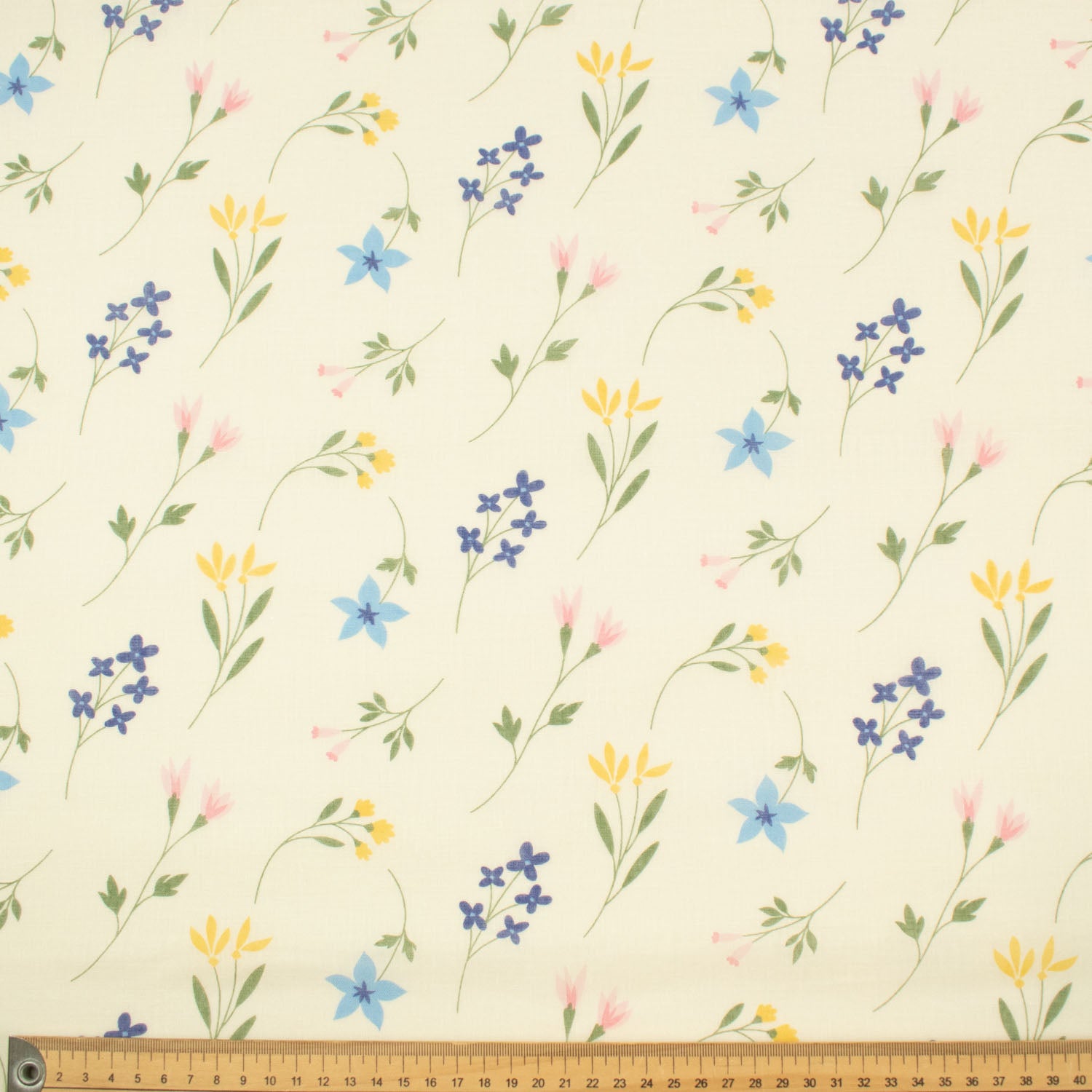 Printed Cotton Voile Design-83 Multicolor flowers on Cream