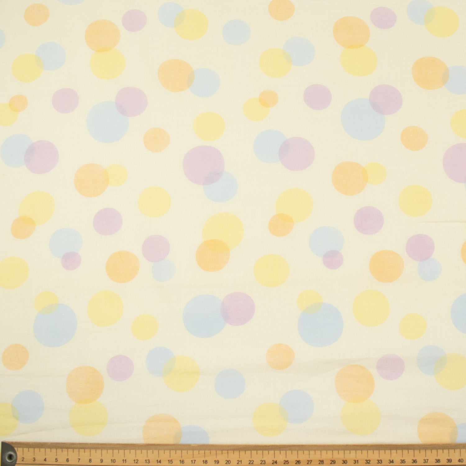 Printed Cotton Voile Design-82 Multicolor Dots on Cream