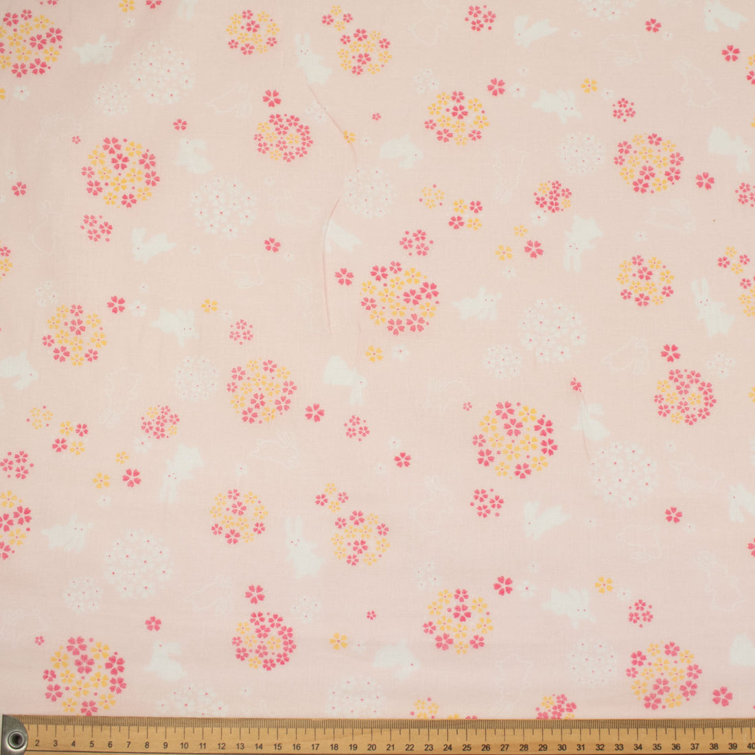Printed Cotton Voile Design-79 White Rabbits & Pink Sakura