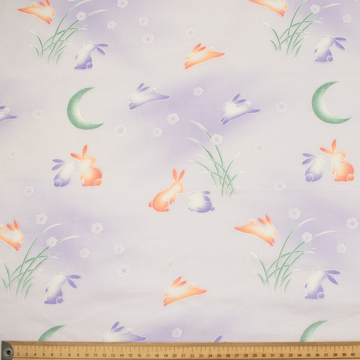 Printed Cotton Voile Design-78 Purple & Orange Rabbits