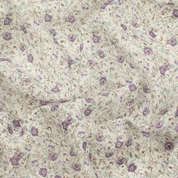 Printed Cotton Voile Design-72 Purple Mini Floral on White