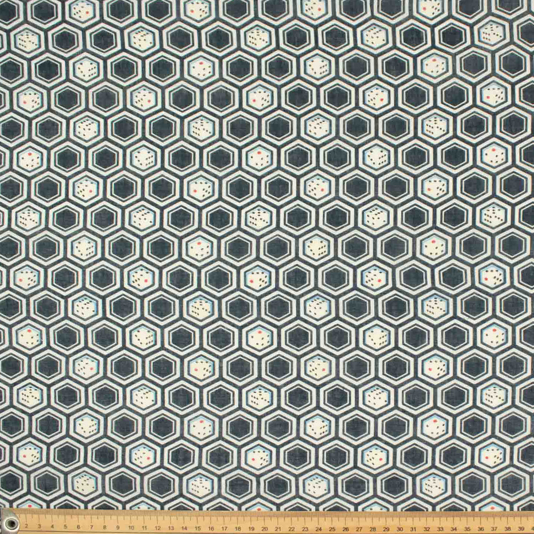 Printed Cotton Voile Design-87 Navy Dices