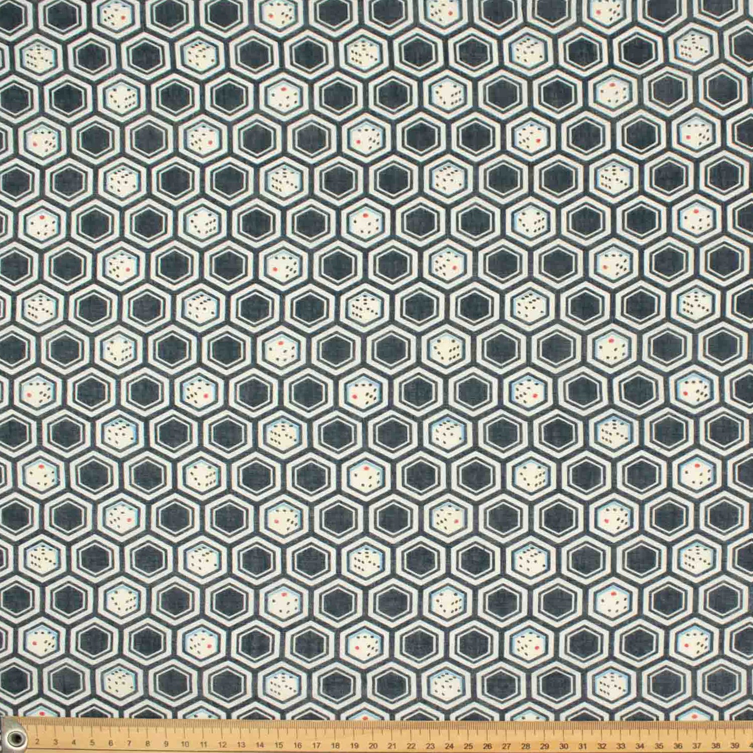 Printed Cotton Voile Design-87 Navy Dices