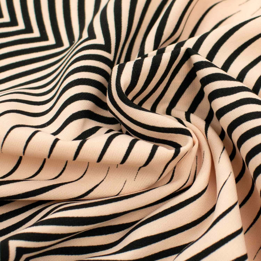 Printed Crepe Abstract Wavy Peach